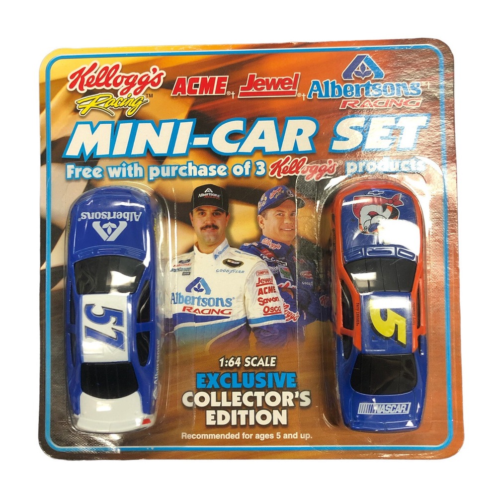 Kelloggs Albertsons Vtg 2001 Racing Mini Car Set #57 #5 Nascar 1:64 Collector's